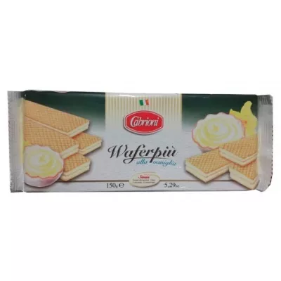 Вафлі з ваніллю Wafers Piu Vaniglia 150г (Італія, ТМ Cabrioni)