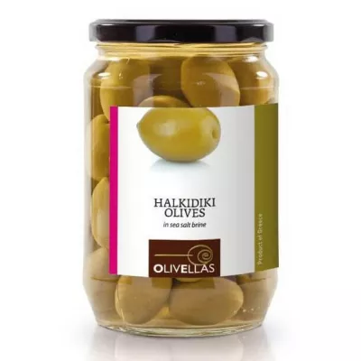 Оливки зелені Olivellas green 370 мл с/к скло (Греція, Халкідіки, ТМ Olivellas)