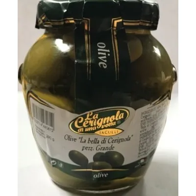 Оливки зелені Bella di Cerignola цілі с/к у розсолі 560г
