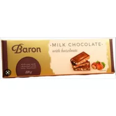 Шоколад молочний з горіхом Baron Milk Hazelnut 220г (Польща, ТМ Baron)
