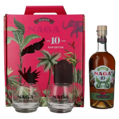 Ром Naga Siam Edition 0,7 л 40% під. кор. +2 склянки