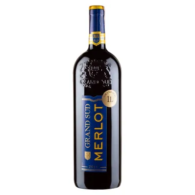 Вино Merlot Gran Sud Vin 1л крас, сухий, 13,5%