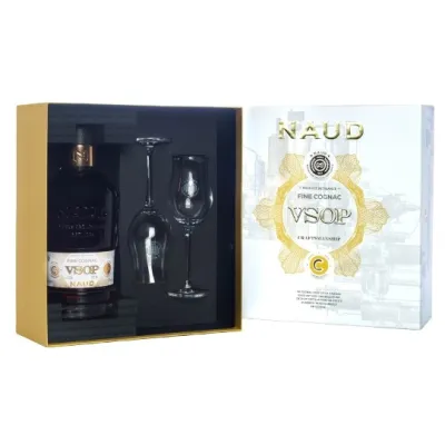 Коньяк Cognac VSOP Naud 0,7л 40% під. кор. + 2 склянки