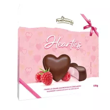 Шоколад "Hearties Raspberry marshmallow in chokolate" 170г (Польща, ТМ "Pomorzanka")