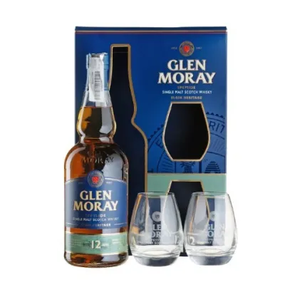 Віскі Glen Moray 12 yo 0,7л 40% під кор. +2 келихи