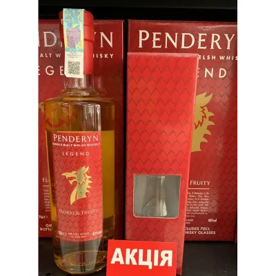 Виски Penderyn Single Malt Dragon-Legend 0,7л 40% кор +2 стакана