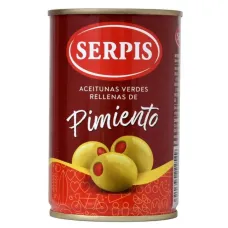 Оливки зелені Manzanilla з червоним перцем  300г ж/б (Іспанія, ТМ «Serpis»)