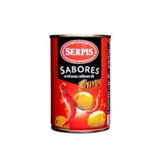Оливки зелені Manzanilla з перцем чилі 300г ж/б (Іспанія, ТМ «Serpis»)