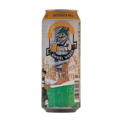 Пиво світле Onkel Weber Bayerisch Hell 0, 5 л. 5, 4% з/б (Німеччина, ТМ Onkel Weber)