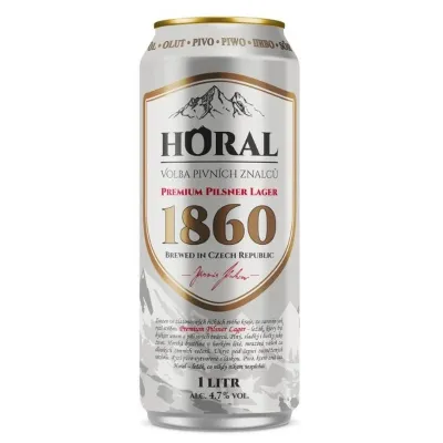 Пиво світле Horal Pilsner Lager 1 л 4, 7% з/б (Чехія, ТМ Horal)