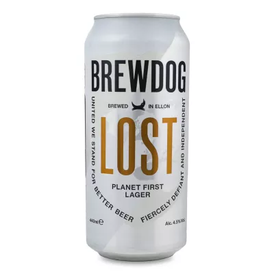 Пиво BrewDog Lost Lager світле з/б 4,5% 0,44 л (Англія, ТМ BrewDog)